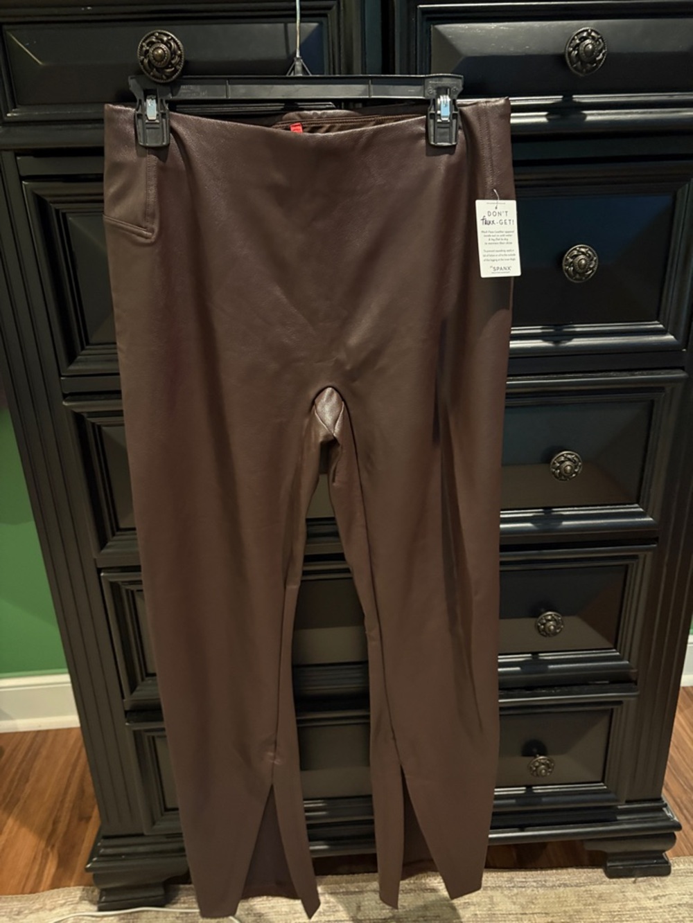 SPANX Faux-Leather Leggings in Brown